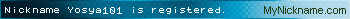 Nickname Yosya101 is registered