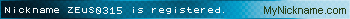 Nickname ZEuS0315 is registered