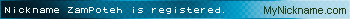 Nickname ZamPoteh is registered