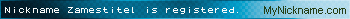 Nickname Zamestitel is registered