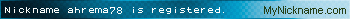 Nickname ahrema78 is registered