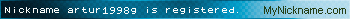 Nickname artur1998g is registered