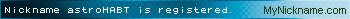 Nickname astroHABT is registered