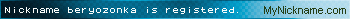 Nickname beryozonka is registered