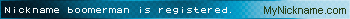 Nickname boomerman is registered