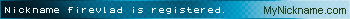 Nickname firevlad is registered
