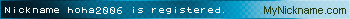 Nickname hoha2006 is registered