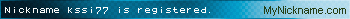 Nickname kssi77 is registered