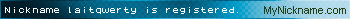 Nickname laitqwerty is registered