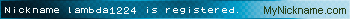 Nickname lambda1224 is registered