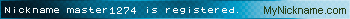 Nickname master1274 is registered