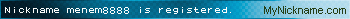 Nickname menem8888 is registered