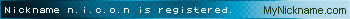 Nickname n.i.c.o.n is registered