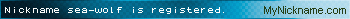 Nickname sea-wolf is registered