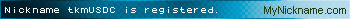 Nickname tkmUSDC is registered