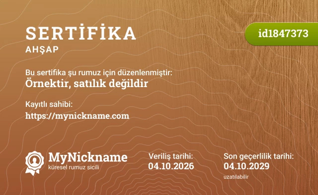 Ahşap sertifika örneği