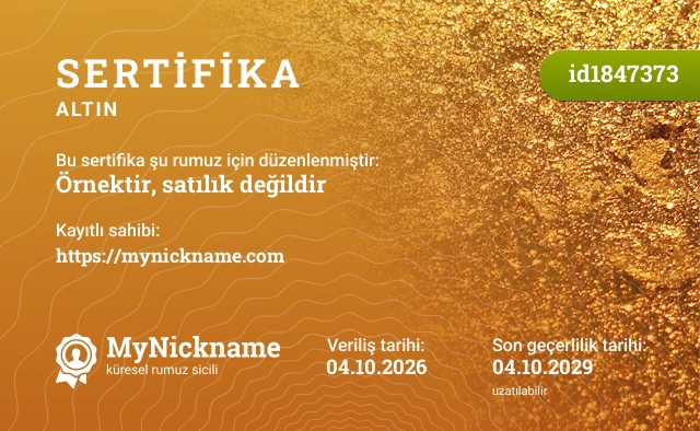 Altın sertifika örneği