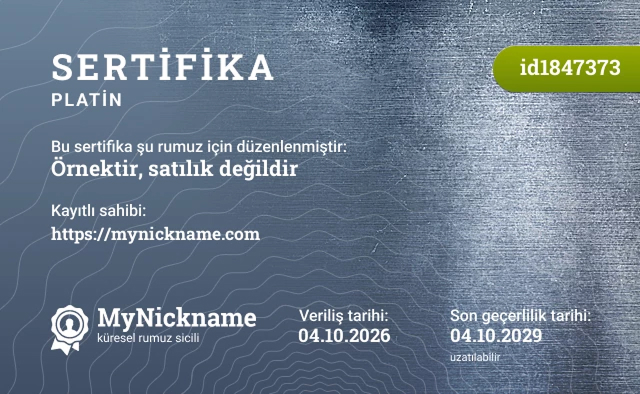 Platin sertifika örneği