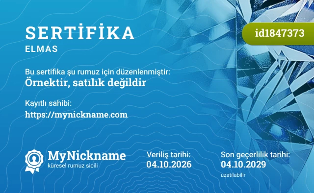 Elmas sertifika örneği